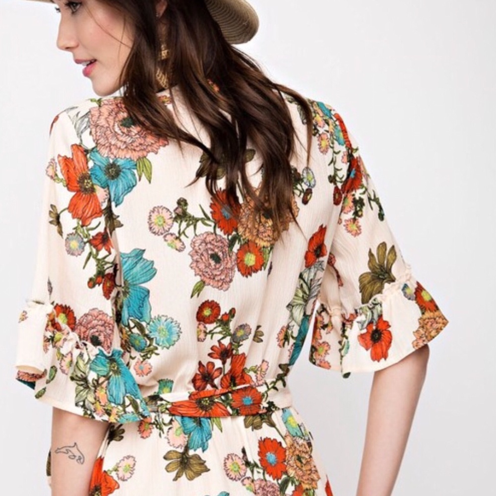 Boho Vintage Floral Print Dress - Picture 2 of 3